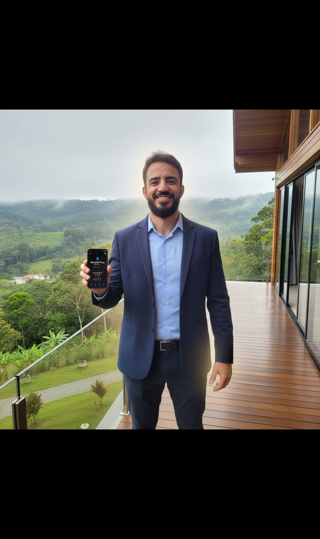 AI-generated mirror showing professional growth — a confident person achieving their career goals